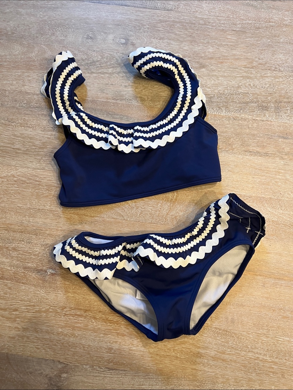 mini Boden girls 7/8 ricrac swimsuit EUC